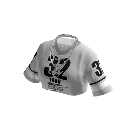 Y2K White Jersey Crop Top Shirt W/ Chains