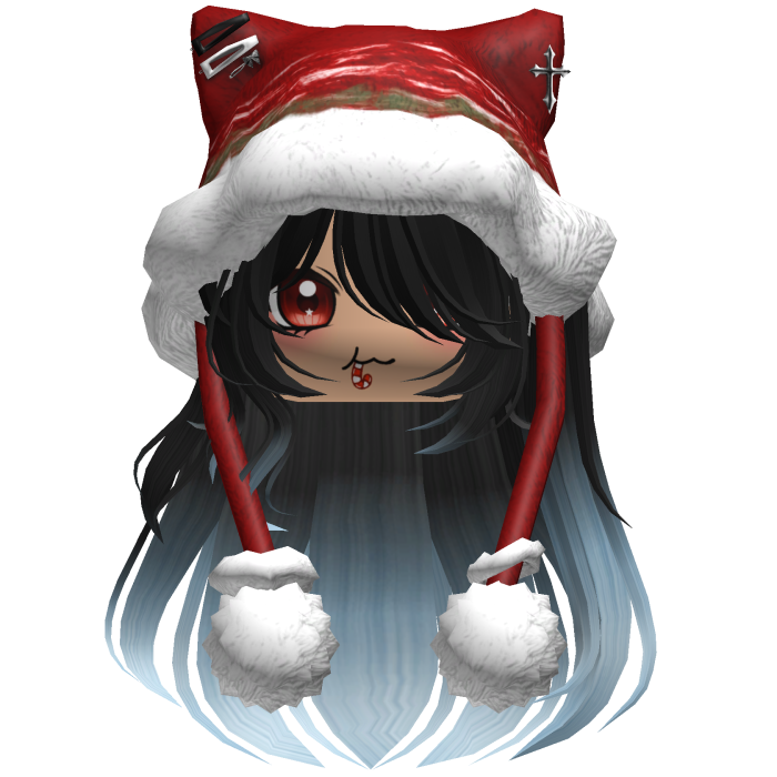 Long Black and Blue hair cute Christmas hat Y2k
