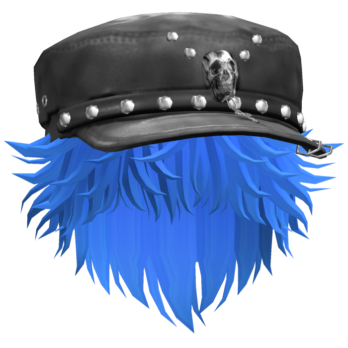 Fluffy Emo Black Beret Y2K Boy Hair (Blue)
