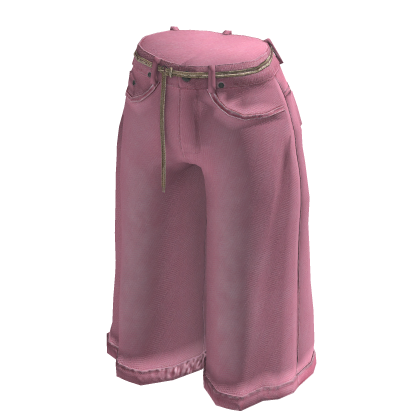 pink oversized denim jean shorts thumbnail
