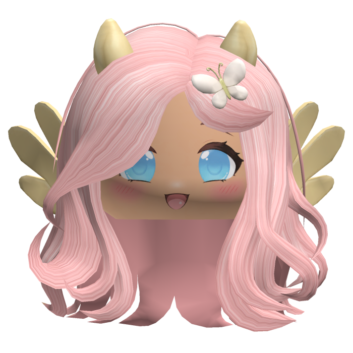 Fluttershy Pink Wavy Cute Girl Hair Horns Wings