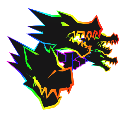 Cartoony Rainbow Dragon Heads