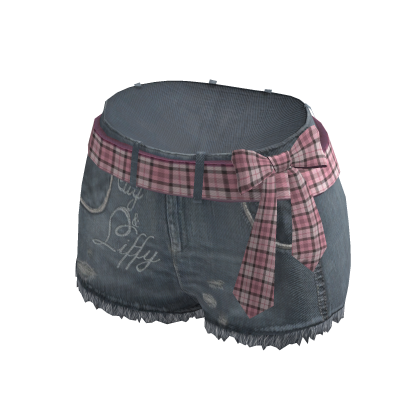 🍀Y2K Pink Belt Denim Shorts thumbnail