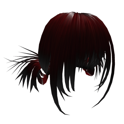 Emo Punk Girl Spiky Buns Hair (Red Black)