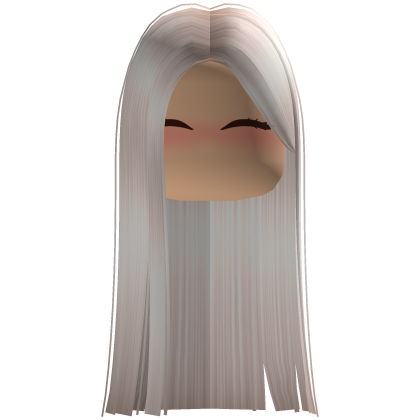 Cute Girl Face Long White Straight Hime Hair Roblox item