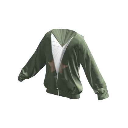 Green Oversized Y2k Star Zip Up