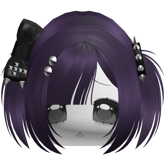 Emo Moe Purple Baby Pigtails /w Bow & Studs