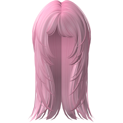 layered anime moe emo messy long hair (pink) Roblox item