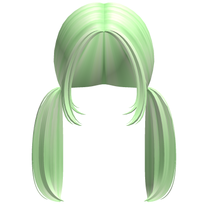 -',ৎ Preppy Low Pigtails with Bangs in Green