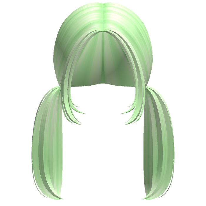 -',ৎ Preppy Low Pigtails with Bangs in Green