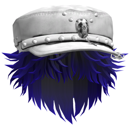 Fluffy Emo White Beret Y2K Boy Hair (Blue/Black)