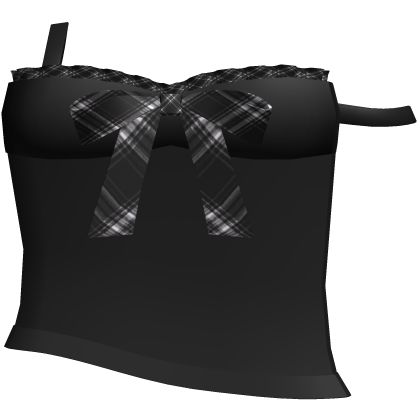 ♡ : plaid ruffled tank in black