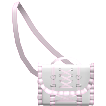 kawaii ruffled pink n white letter waist bag 3.0 Roblox item