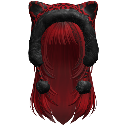 Red Leopard Print Hair w/ Kitty Hood