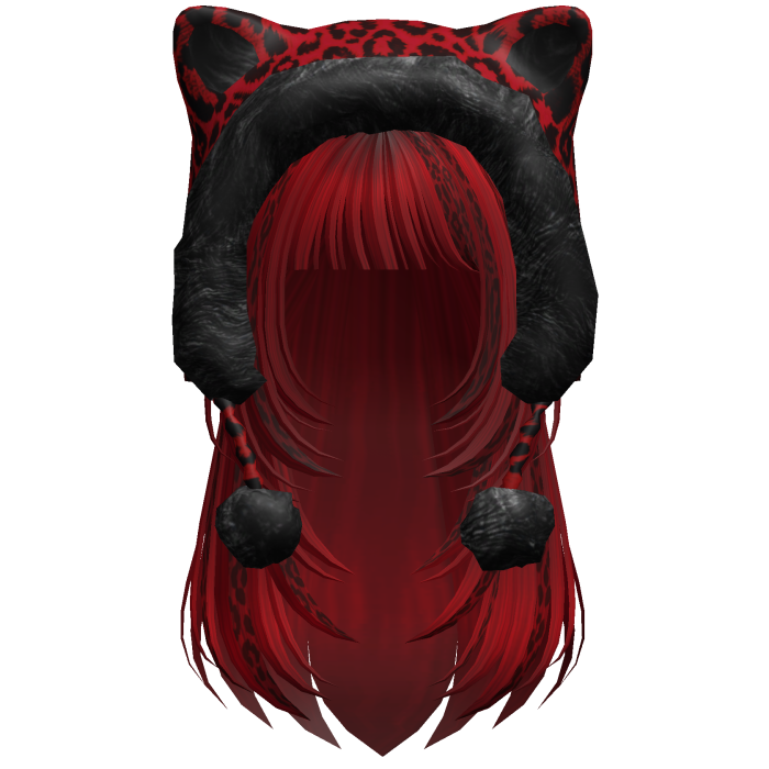 Red Leopard Print Hair w/ Kitty Hood