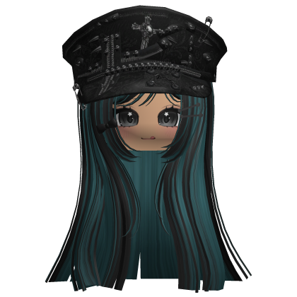 Black&Teal Captain Y2K Cap Hair