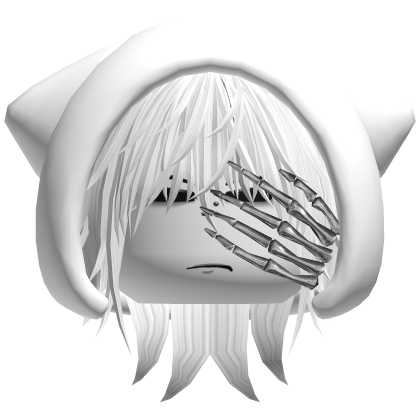 White Hair Vkei Dashie Cat Hood Skeleton Hand Roblox item