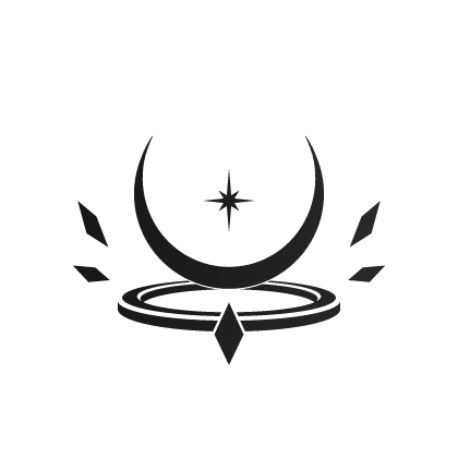 Glowing Crescent Halo Black White