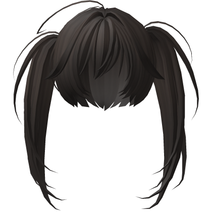 messy asymmetrical moe pigtails in dark brown Roblox item