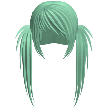mint green scene emo long choppy pigtails Roblox item