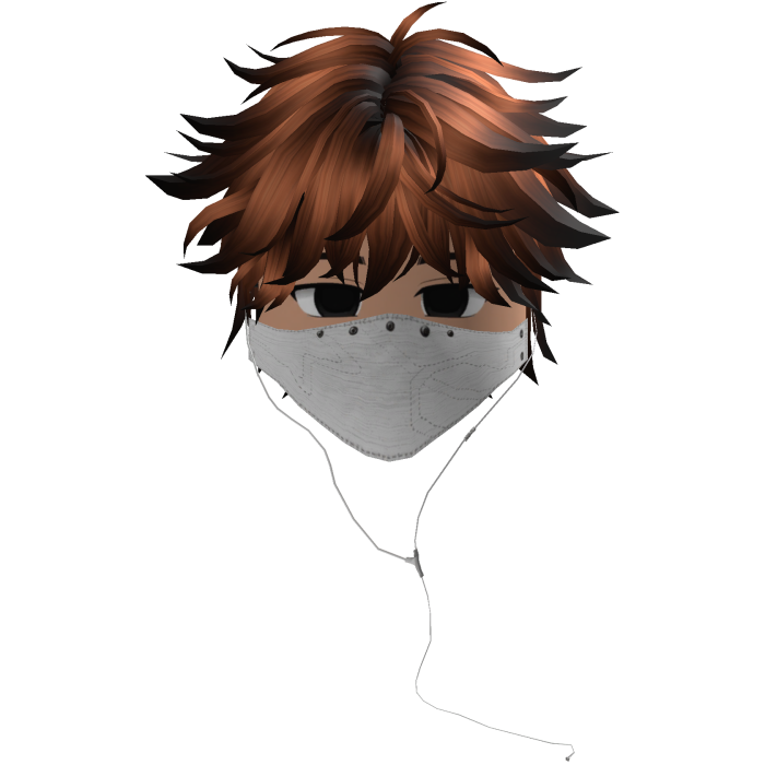 Cute Emo Boy Headphones Mask white Y2K ( orange )