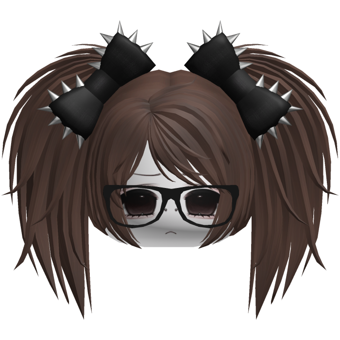 Gothic Moe Vkei Brown Messy Pigtails /w Glasses