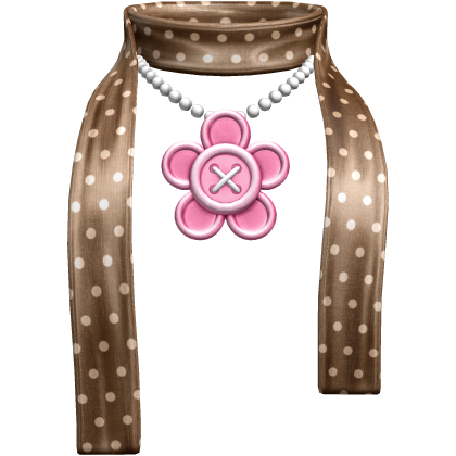 Chic Cute Polka Dot Flower Button Scarf Brown Pink