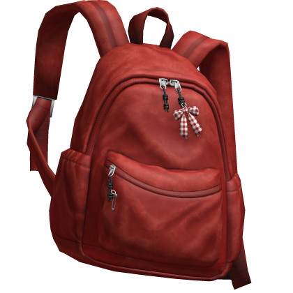 Red Canvas Backpack with Gingham Bow [3.0] 