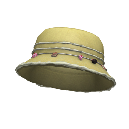 Yellow Demin Bucket Hat with Dessert Charms Roblox item