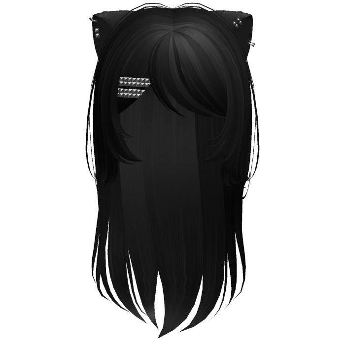 black emo hair w/ pierced cat ears