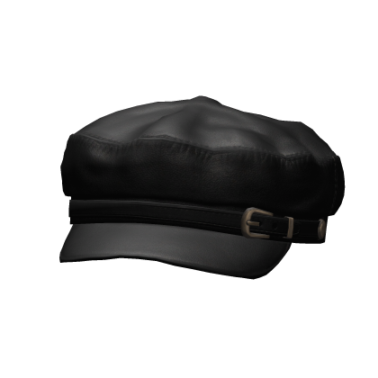 Black Leather Beret Hat (Gold) Roblox item