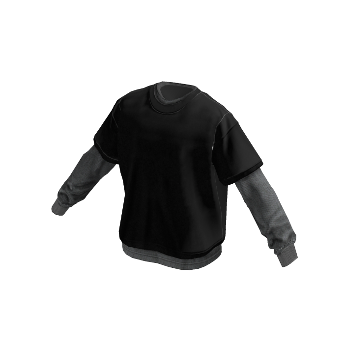 Streetwear Layered T-Shirt (Black)