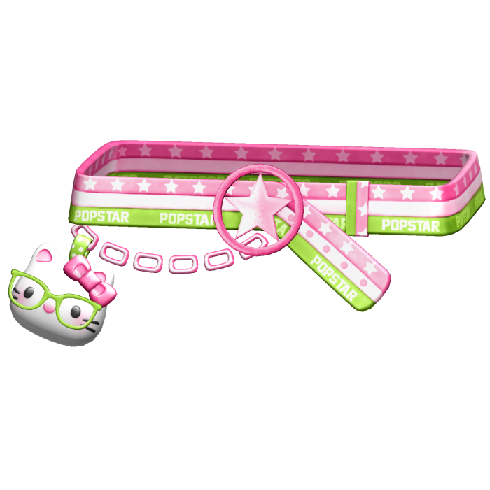 Amekaji Gyaru Harajuku Kitty Belt Green Pink 1.0