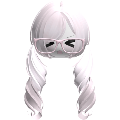 Cute Kawaii Pink Curly Pigtails /w Glasses