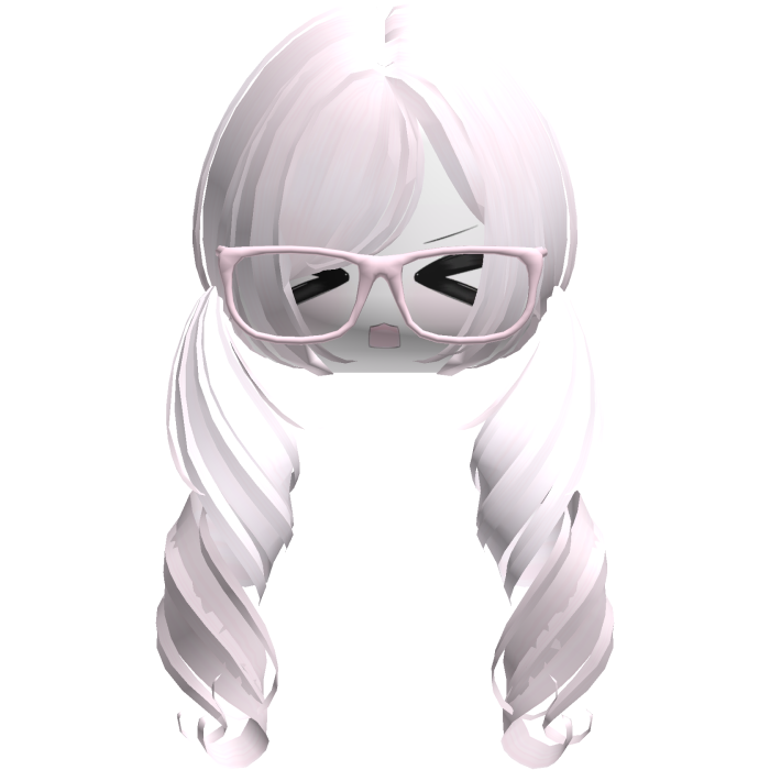 Cute Kawaii Pink Curly Pigtails /w Glasses