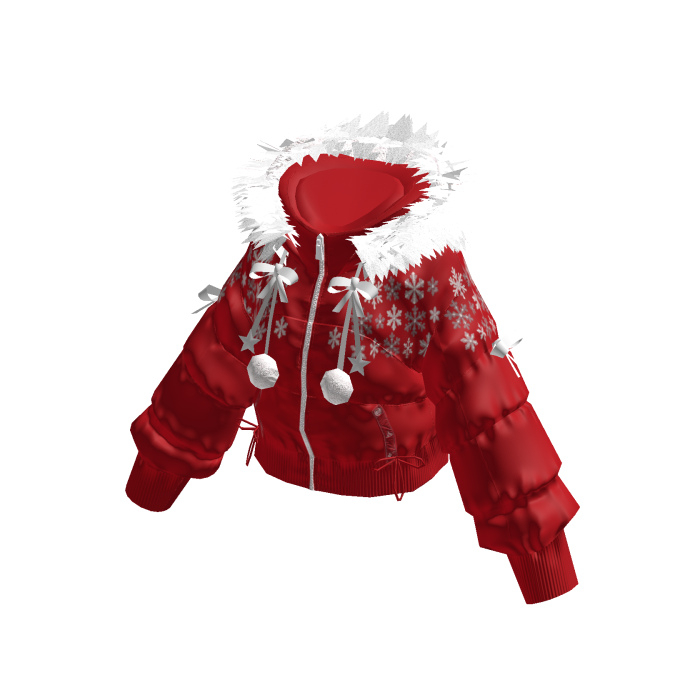 Puffer Jacket with Fluffy Hood (Red)