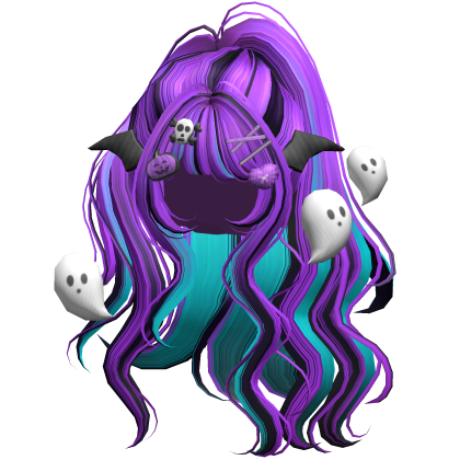 Purple&Teal Halloween Hairclips Wavy Half Down