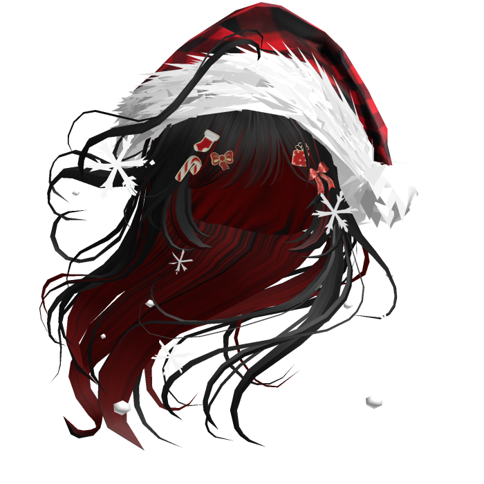 Lush Windy Hair w/Santa Hat (Black&Red)