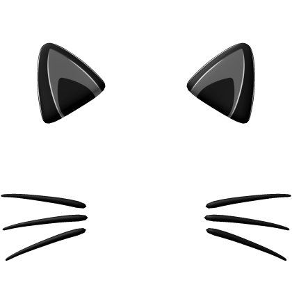 kawaii cute black kitty ears w/ whiskers