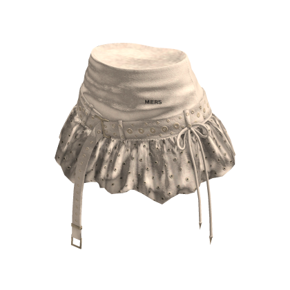 Ruffle Mini Skirt with Hanging Straps (Cream)