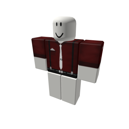 Red Shirt With White Tie & Braces.