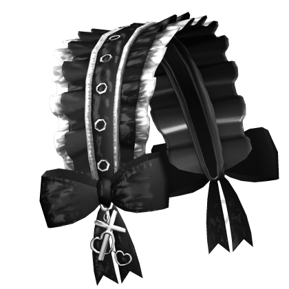 realistic grunge emo black ruffled headdress