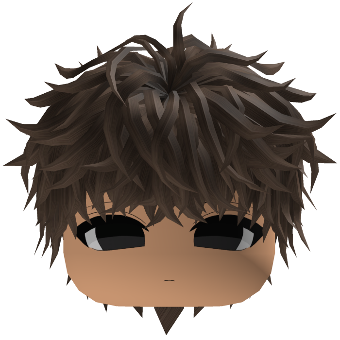 Brown Messy Anime Hair w/ Face