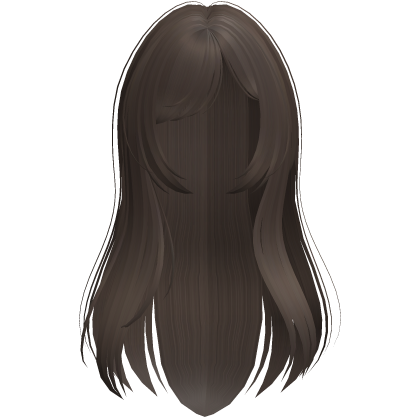long layered mocha brown hair with side bangs Roblox item
