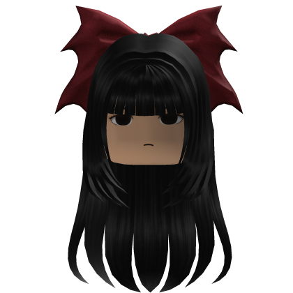 Long Straight Hair w/ Bow (Black)