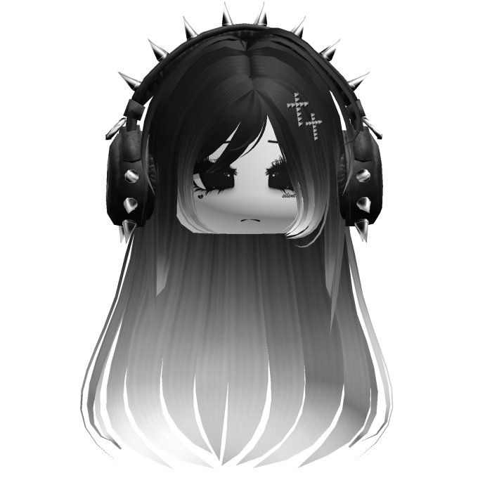 Punk Straight Hair W/ Headphones Black&White