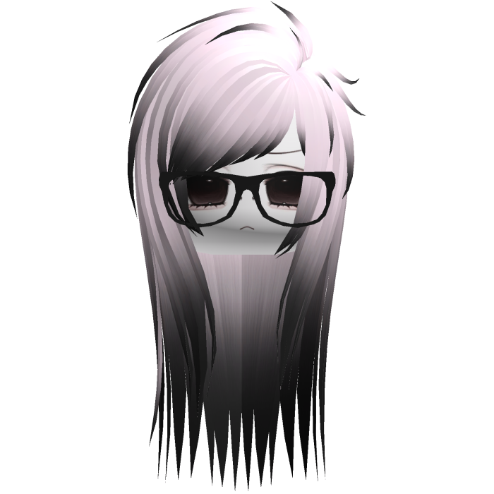 Emo Moe Pink & Black Long Scene Hair /w Glasses