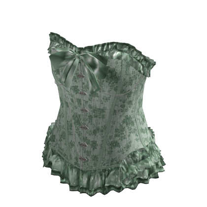 Floral Ruffle Corset Top (Green)