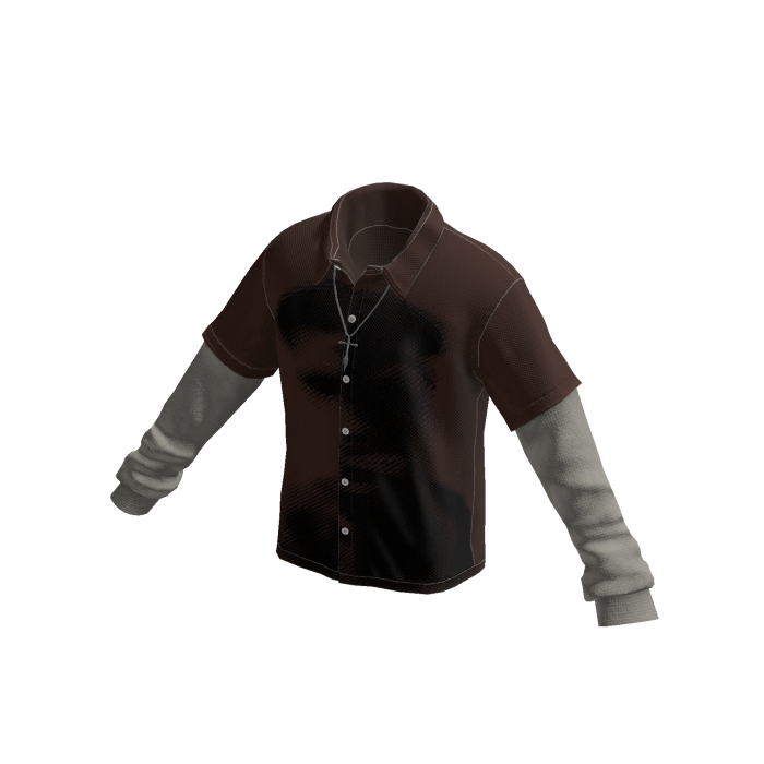 Grunge Graphic Button Up w/ Long Sleeve (Brown)