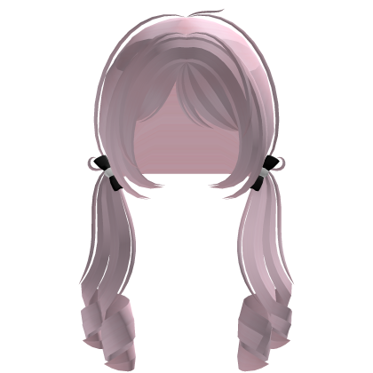 Light Pink Curly Doll Pigtails w/ Black Bows Roblox item